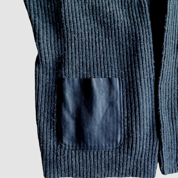 Gray Madewell 100% merino wool open front cardigan with 100% leather pockets szS - Picture 2 of 7